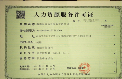 Human Resource Dispatch License of Hongda