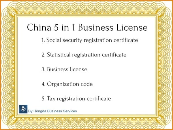 china five in one business license