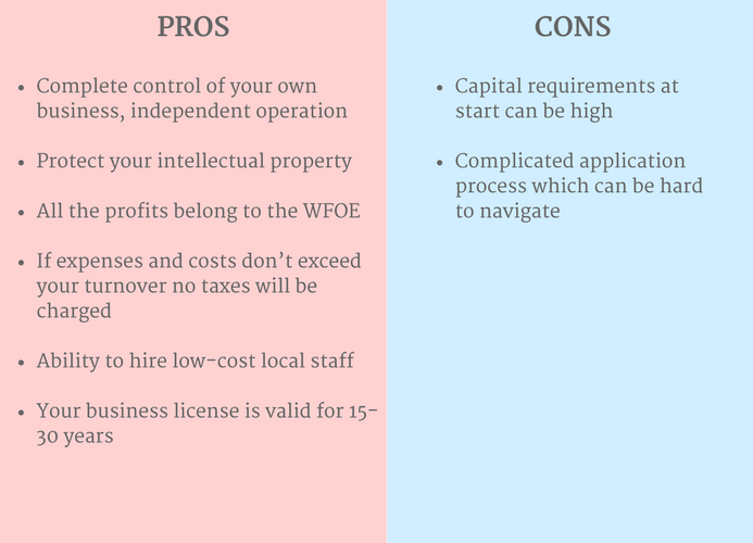 pros and cons of a China WFOE