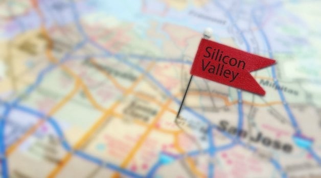 map with a flag of silicon valley