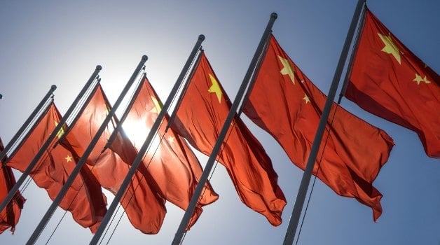 chinese flags lined up