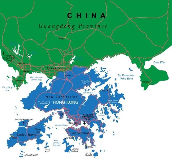 Map of Shenzhen and Hong Kong