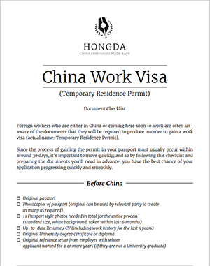 china work visa checklist